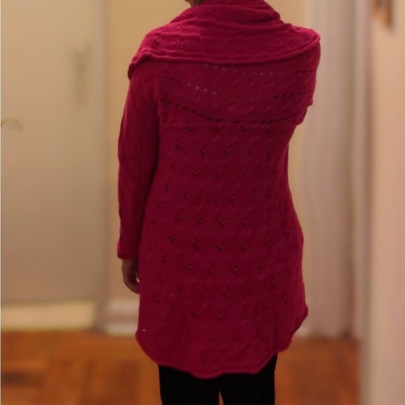Vertical Design Pink CONVERTIBLE Open knit Cadigan Sweater 100% cotton, Sz M - Picture 10 of 12